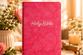 Pearlized Cherry Pink Faux Leather King James Version Gift Edition Bible front cover