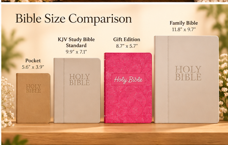 Pink KJV Gift Edition Bible size comparison
