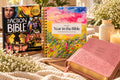 The Action Bible, A Beautiful Year in the Bible and the Pink KJV Gift Bible together